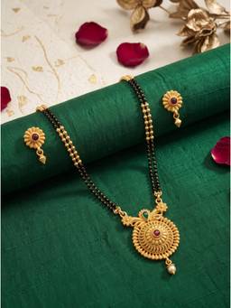 Gahan - Traditional Gold Plated Mangalsutra with Earrings for Women