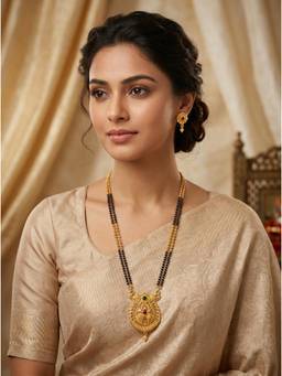 Gahan - Traditional Gold Plated Mangalsutra with Earrings for Women