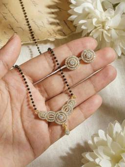 Gahan - Gold Plated American Diamond Mangalsutra with Earrings for Women