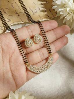 Gahan - Gold Plated American Diamond Mangalsutra with Earrings for Women