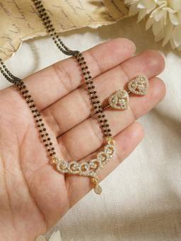 Gahan - Gold Plated American Diamond Mangalsutra with Earrings for Women