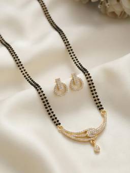 Gahan - Gold Plated American Diamond Mangalsutra with Earrings for Women
