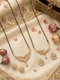 Gahan - Gold Plated American Diamond Mangalsutra with Earrings for Women (Pack of 2)