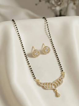 Gahan - Gold Plated American Diamond Mangalsutra with Earrings for Women