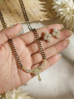 Gahan - Gold Plated American Diamond Mangalsutra with Earrings for Women