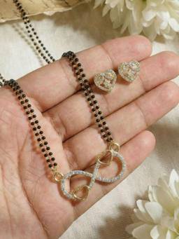 Gahan - Gold Plated American Diamond Mangalsutra with Earrings for Women