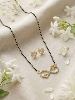 Gahan - Gold Plated American Diamond Mangalsutra with Earrings for Women