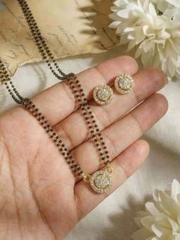 Gahan - Gold Plated American Diamond Mangalsutra with Earrings for Women