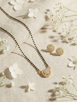 Gahan - Gold Plated American Diamond Mangalsutra with Earrings for Women