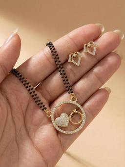Gahan - Gold Plated American Diamond Mangalsutra with Earrings for Women
