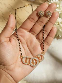 Gahan - Gold Plated American Diamond Mangalsutra with Earrings for Women