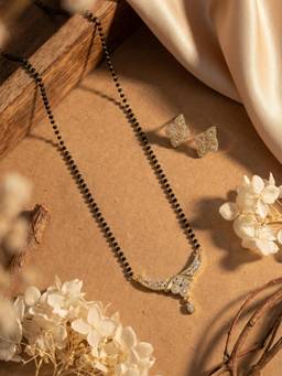 Gahan - Gold Plated American Diamond Mangalsutra with Earrings for Women
