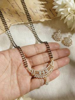 Gahan - Gold Plated American Diamond Mangalsutra with Earrings for Women