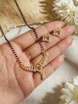 Gahan - Gold Plated American Diamond Mangalsutra with Earrings for Women