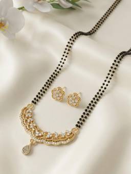 Gahan - Gold Plated American Diamond Mangalsutra with Earrings for Women