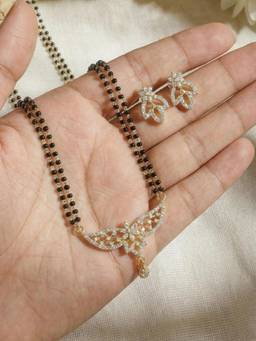 Gahan - Gold Plated American Diamond Mangalsutra with Earrings for Women