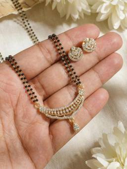 Gahan - Gold Plated American Diamond Mangalsutra with Earrings for Women