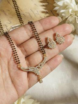 Gahan - Gold Plated American Diamond Mangalsutra with Earrings for Women