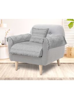 Saral Home - Axis Sofa Cover-1 Seat Cover, 1 Cushion Cover, 2 Arm Covers, Grey (Set of 5)