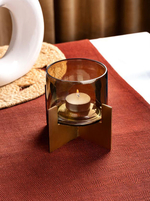The Pitara Project Gold T Light Holder Metal Stand