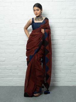 Save As - Gauri Textured Brown Saree without Blouse