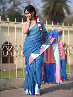 Save As - Women Masakali Blue Kota Saree Without Blouse