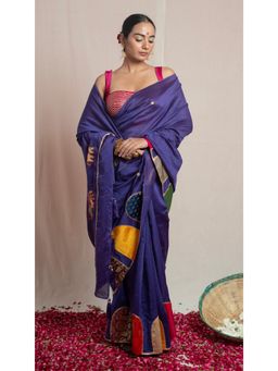 Save As - Women Paaro Purple Chanderi Silk Saree Without Blouse