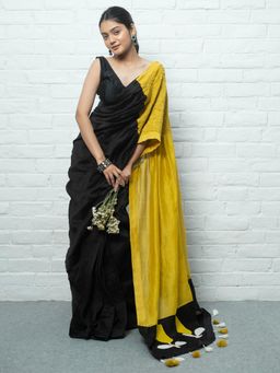 Save As - Raat Ki Raani Floral Black Saree without Blouse