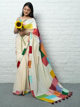 Save As - Rangoli Woven White Saree without Blouse