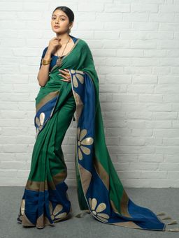 Save As - Umrao Floral Green Saree without Blouse