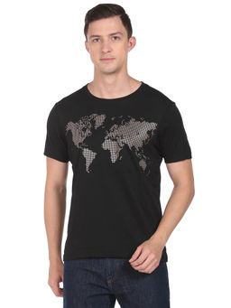 Arrow Newyork - Men Black Graphic Print Cotton T-Shirt