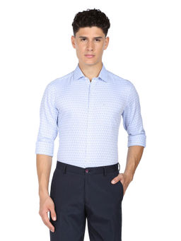Arrow - Men Light Blue Pattern Dobby Weave Cotton Formal Shirt