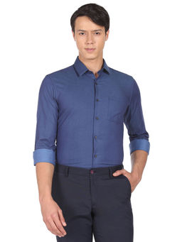 Arrow - Men Blue Manhattan Slim Fit Twill Formal Shirt