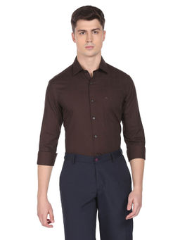 Arrow - Men Brown Windowpane Checks Twill Formal Shirt