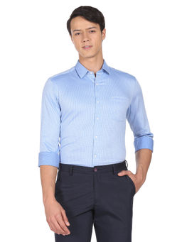 Arrow - Men Light Blue Grid Tattersall Checks Cotton Formal Shirt