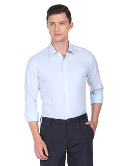 Arrow - Men Light Blue Windowpane Checks Oxford Formal Shirt