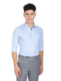 Arrow - Men Light Blue Windowpane Checks Formal Shirt