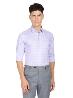 Arrow - Men Purple Windowpane Checks Formal Shirt