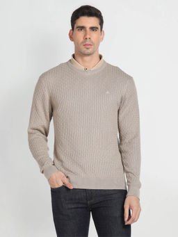 Arrow - Crew Neck Patterned Knit Sweater