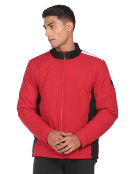 Arrow Sports - Men Red High Neck Zip Up Colour Block Padded Jacket