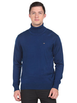 Arrow Sports - Men Blue Turtleneck Long Sleeve Sweater