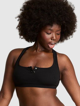 Victoria's Secret - PINK Cotton Dorm Unlined Racerback Bralette Black