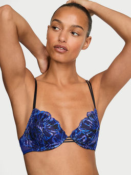 Victoria's Secret - Very Sexy Party Floral Sequin Lightly Lined Plunge Demi Bra Blue