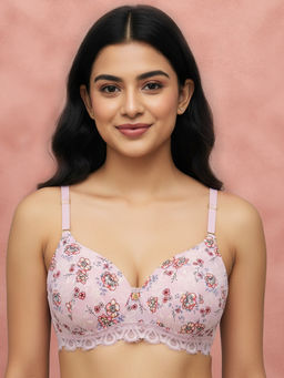 Shyaway - By Susie Ballet Slipper 3/4Th Coverage Floral Padded Wirefreee Seamed Multiway Bra