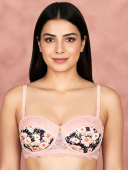 Shyaway - By Susie Black Bean Half Coveage Printed Wired Seamed Balconette Multiway Padded Bra