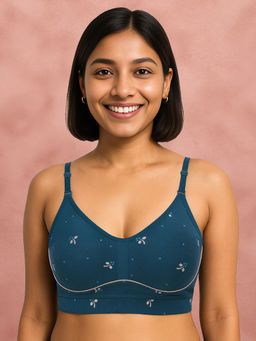 Shyaway - By Susie Teal 3/4Th Coverage Seamless Contrast Piping Moulded Wirefree Bra