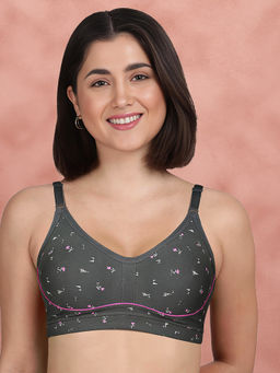 Shyaway - By Susie Light Grey 3/4Th Coverage Seamless Contrast Piping Moulded Wirefree Bra