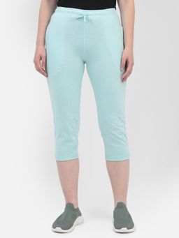 CRIMSOUNE CLUB - Women Solid Blue Cropped Capri