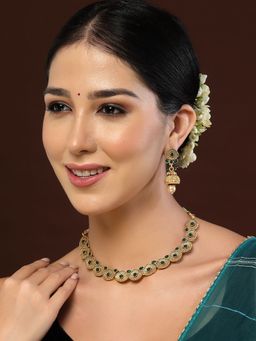 PANASH - Gold Plated Artificial Stones and Beads Jewellery Set