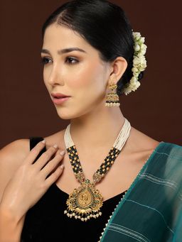 PANASH - Gold-Plated Stone-Studded & Beaded Jewellery Set